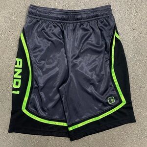NWT AND1 Basketball Shorts Black w/ Neon Green Trim size Small